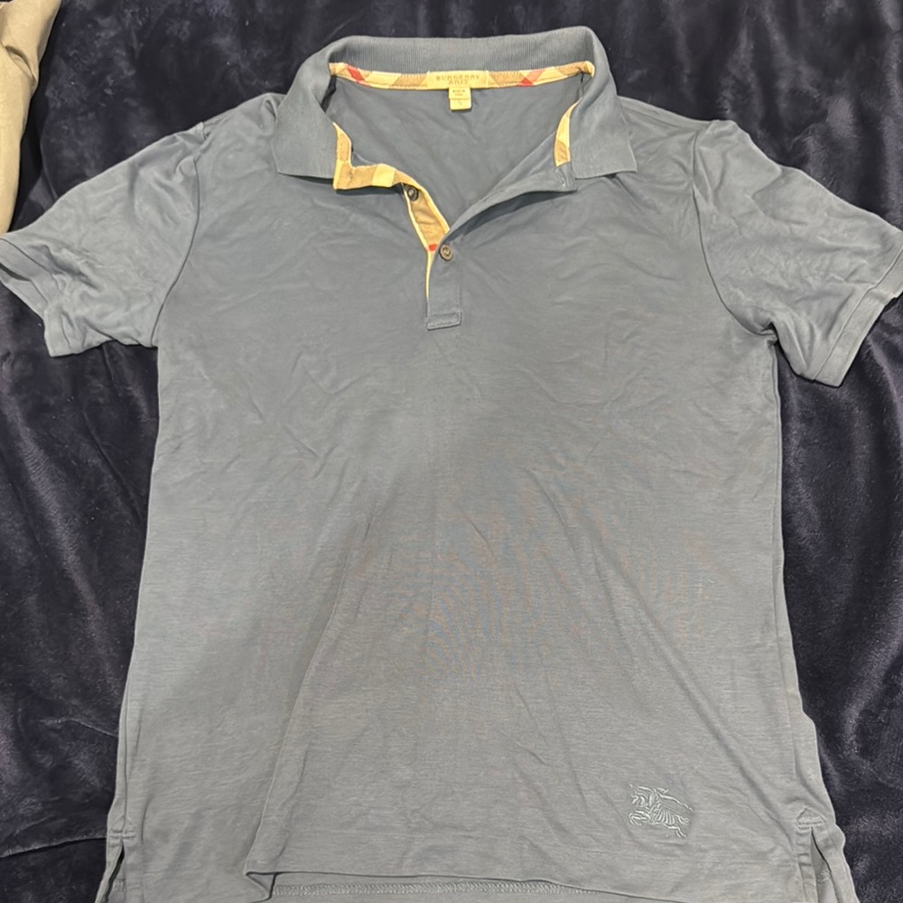 Burberry Blue Polo Shirt Classic Design